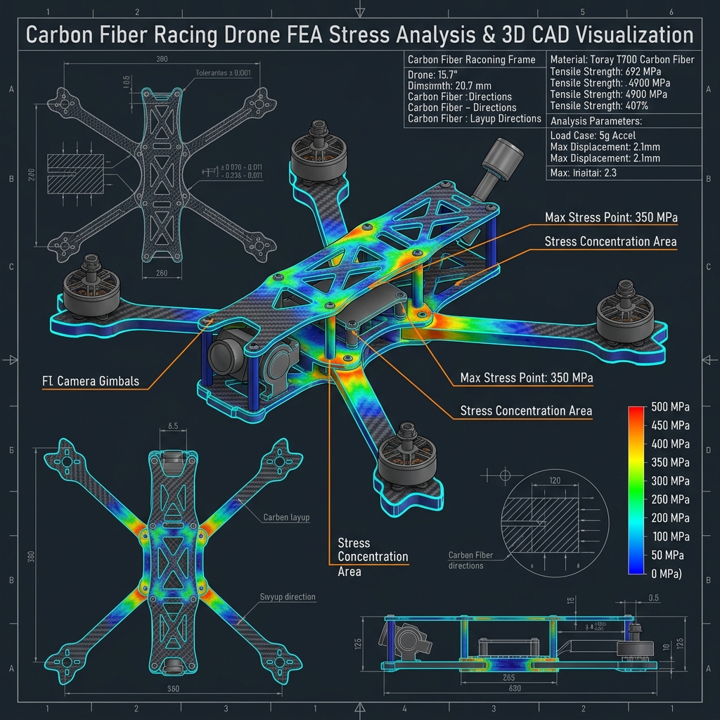 Custom Drone Frame — Carbon Fiber Optimization